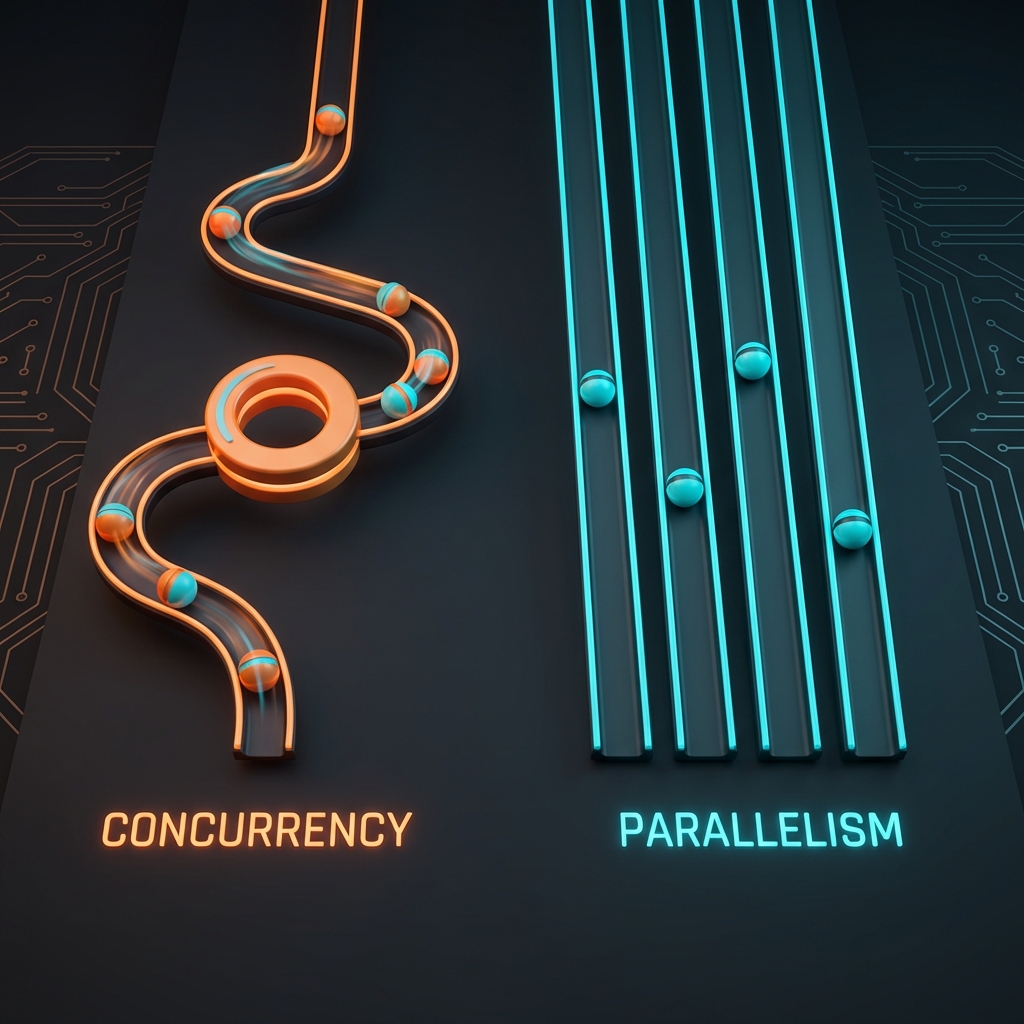 Concurrency vs Parallelism Diagram (Concept)